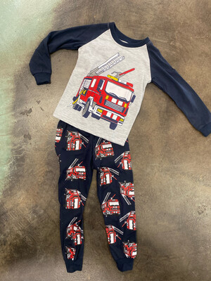 Grey Fire Truck Pajama Set*