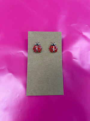 Red Lady Bug Earrings 