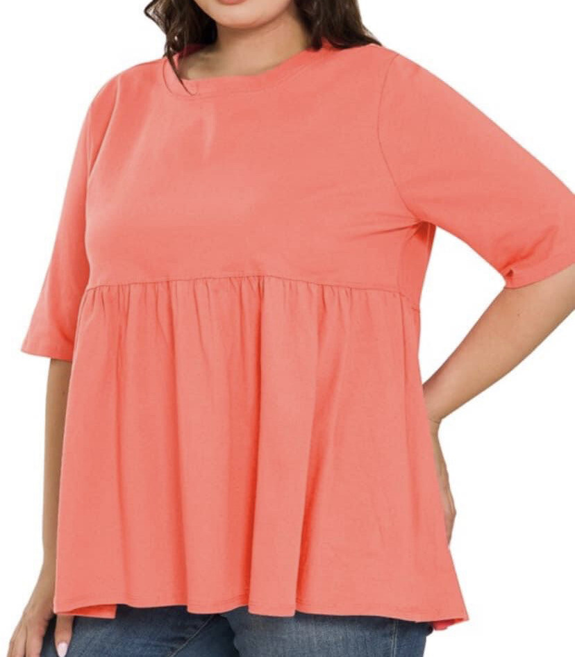 Coral Peplum Top*