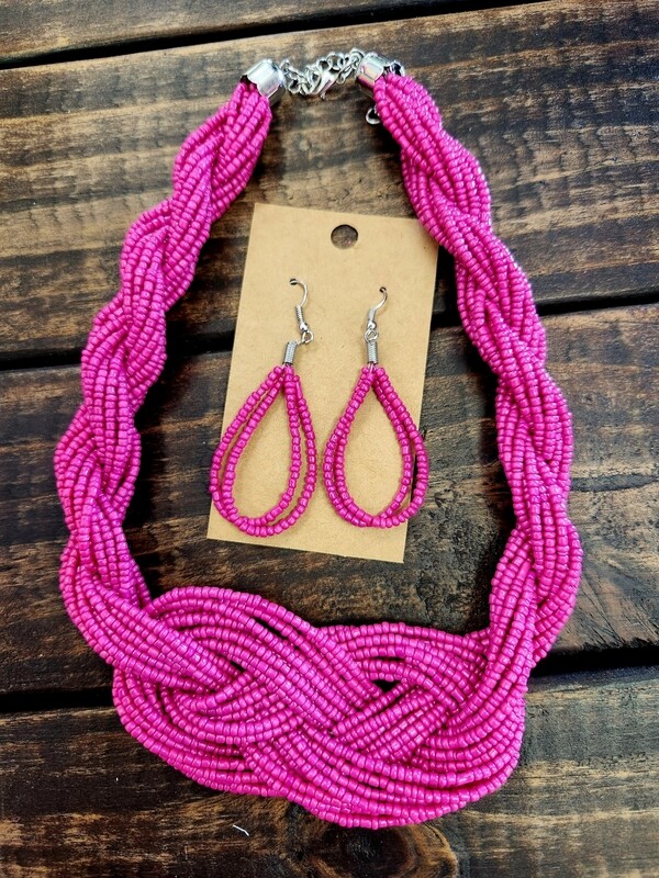 Beaded Braided Necklace Set 
