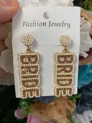 Gold Beaded Bride Earrings