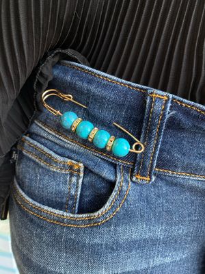 Turquoise Safety Pin Brooch