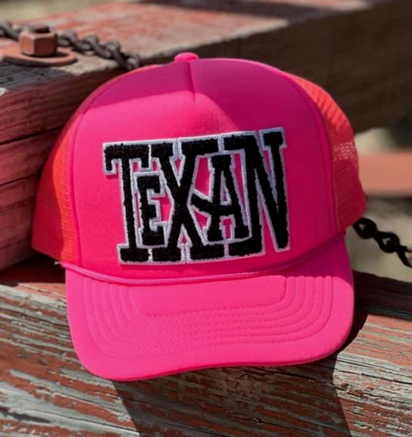 Hot pink texan trucker hat