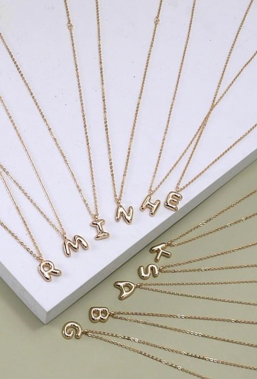 Gold Bubble Letter Necklace 