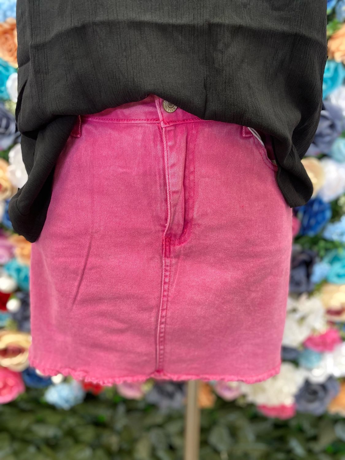 Hot Pink Denim Skirt