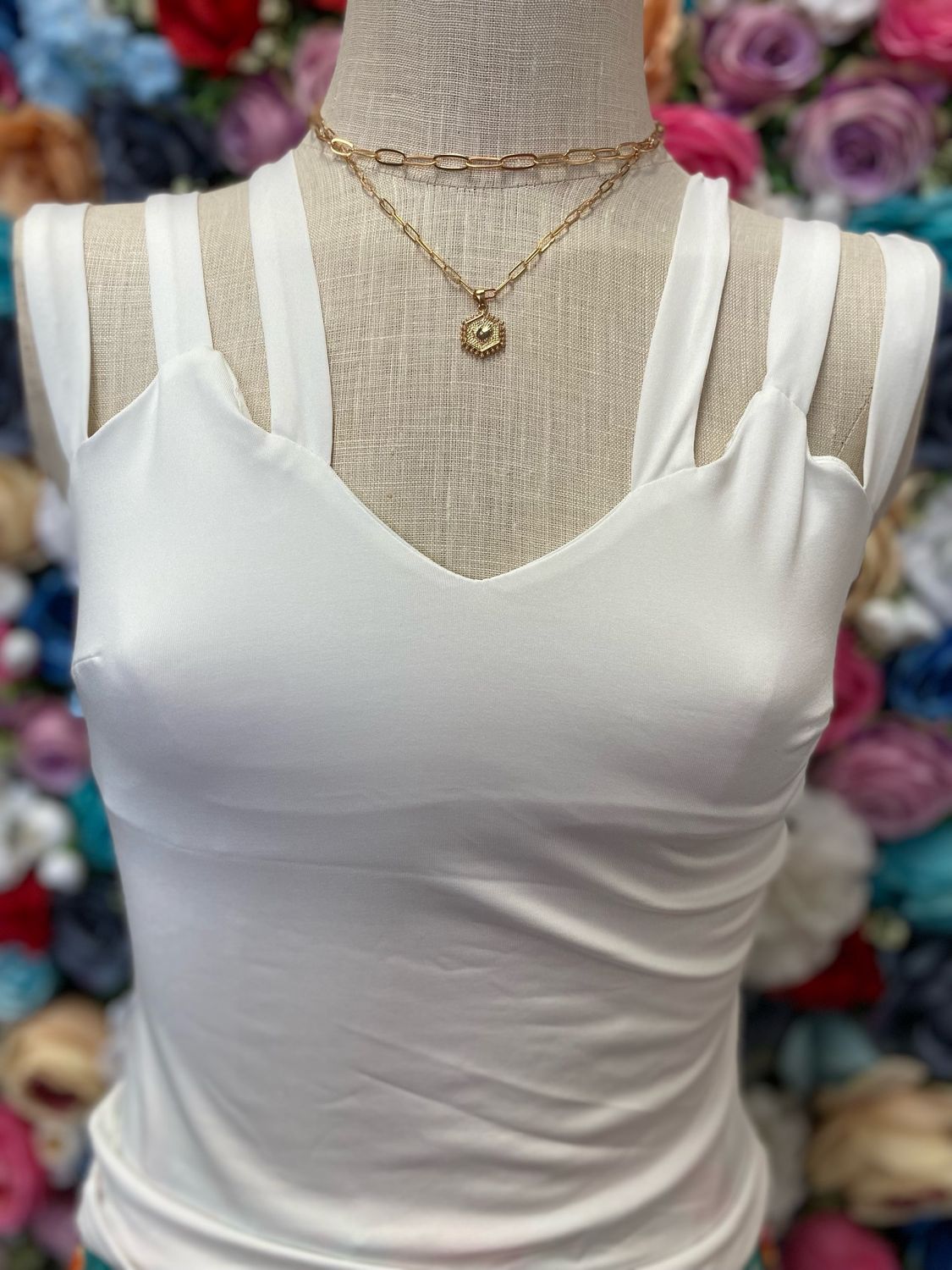 White 3 Strap Tank