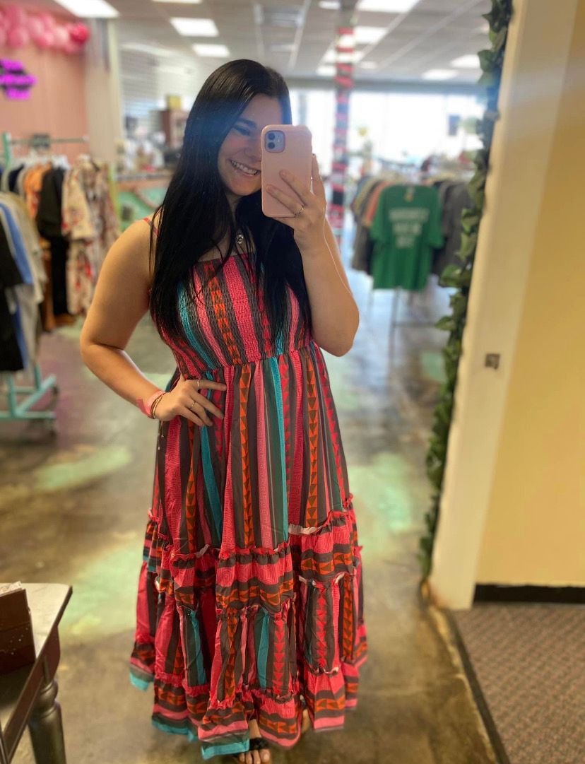 Multicolored Stripe Maxi Dress