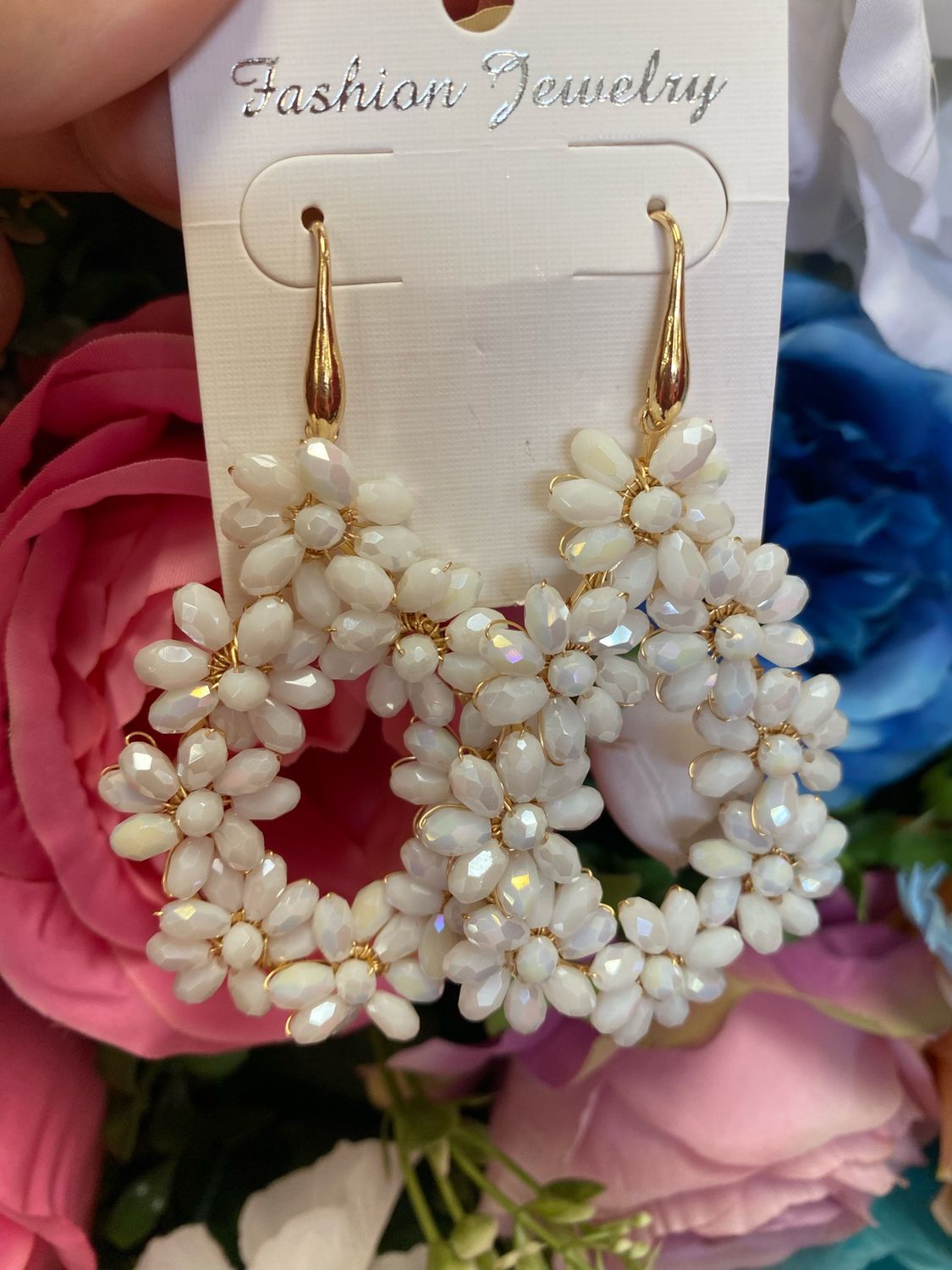 Large Floral Teardrop Earrings