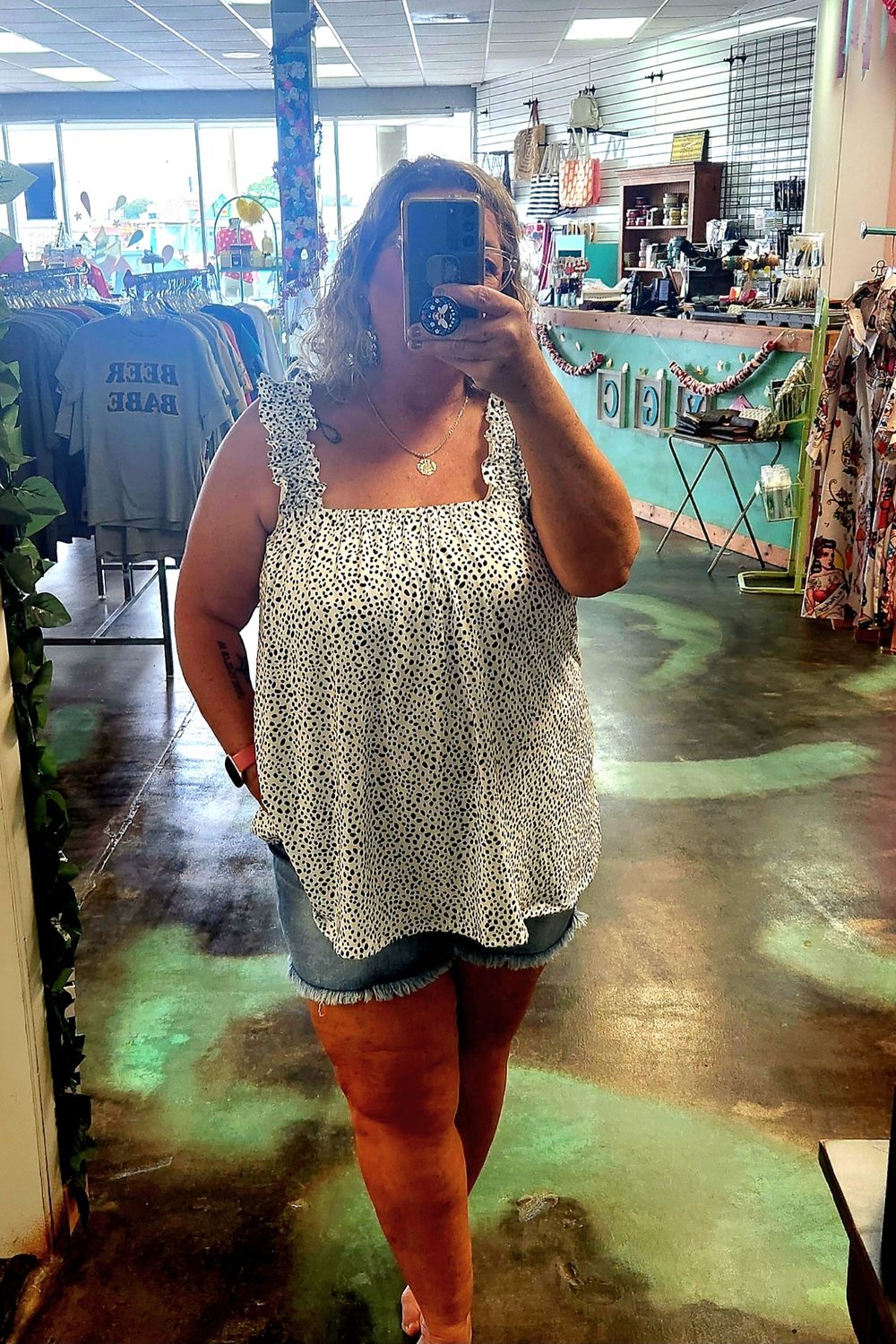 Ruffle Strap Cheetah Top