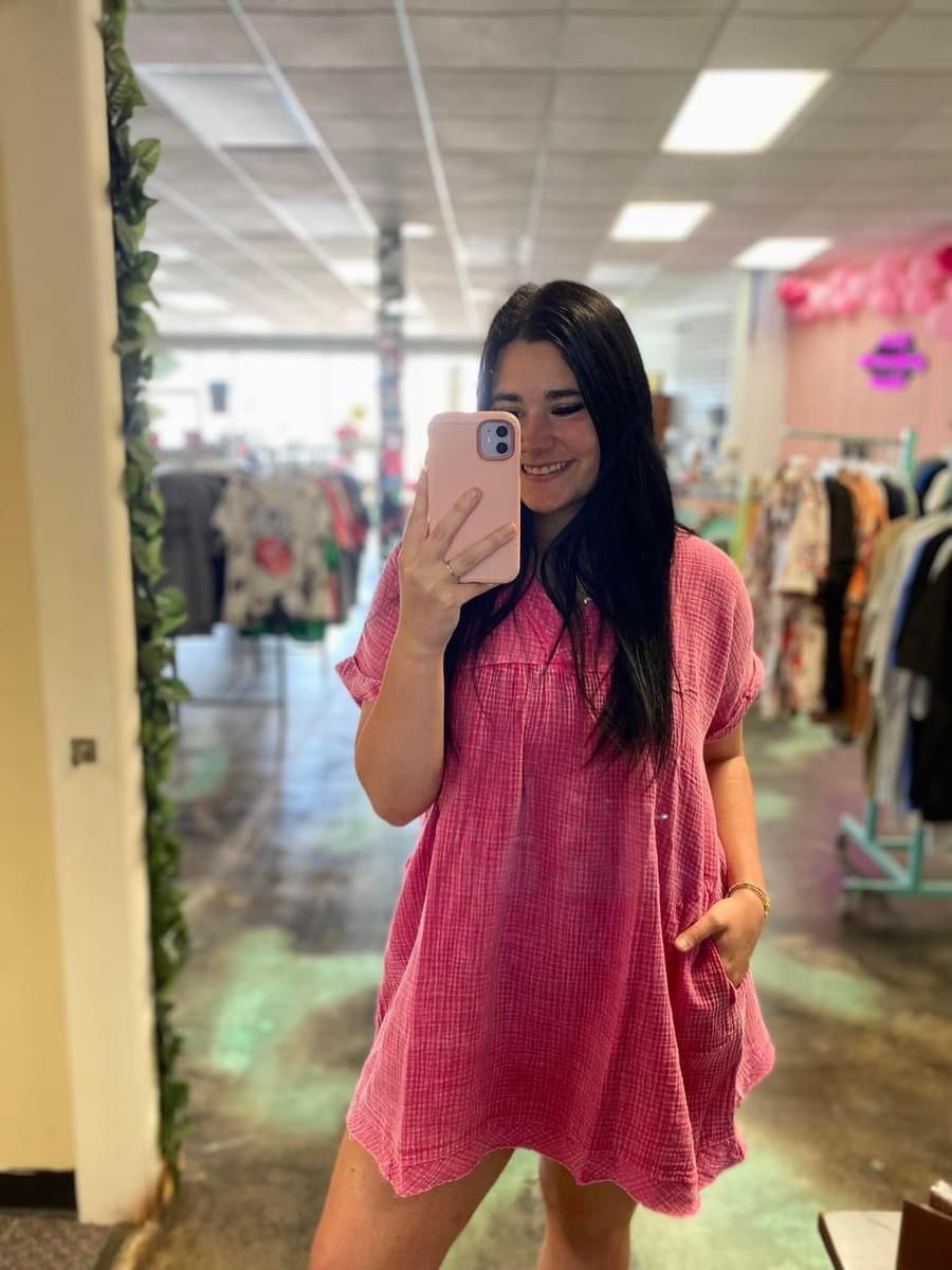 Raw Edge V-neck Dress