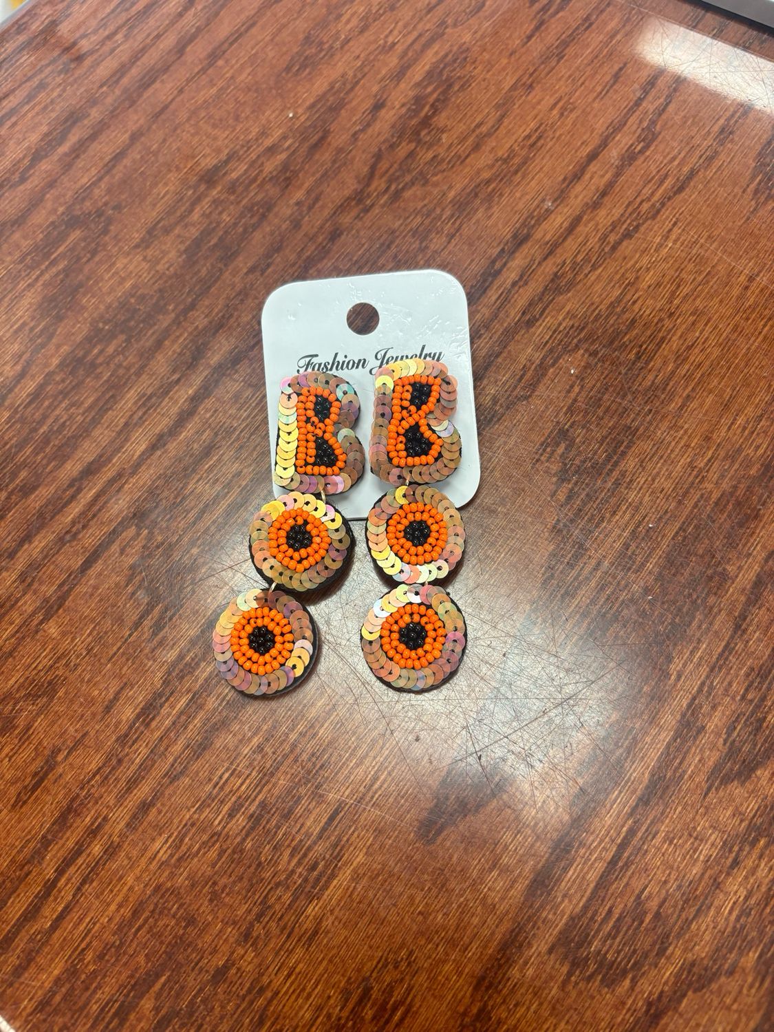 Sequin Boo Earrings - Orange