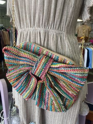 Rainbow Woven Bow Purse 