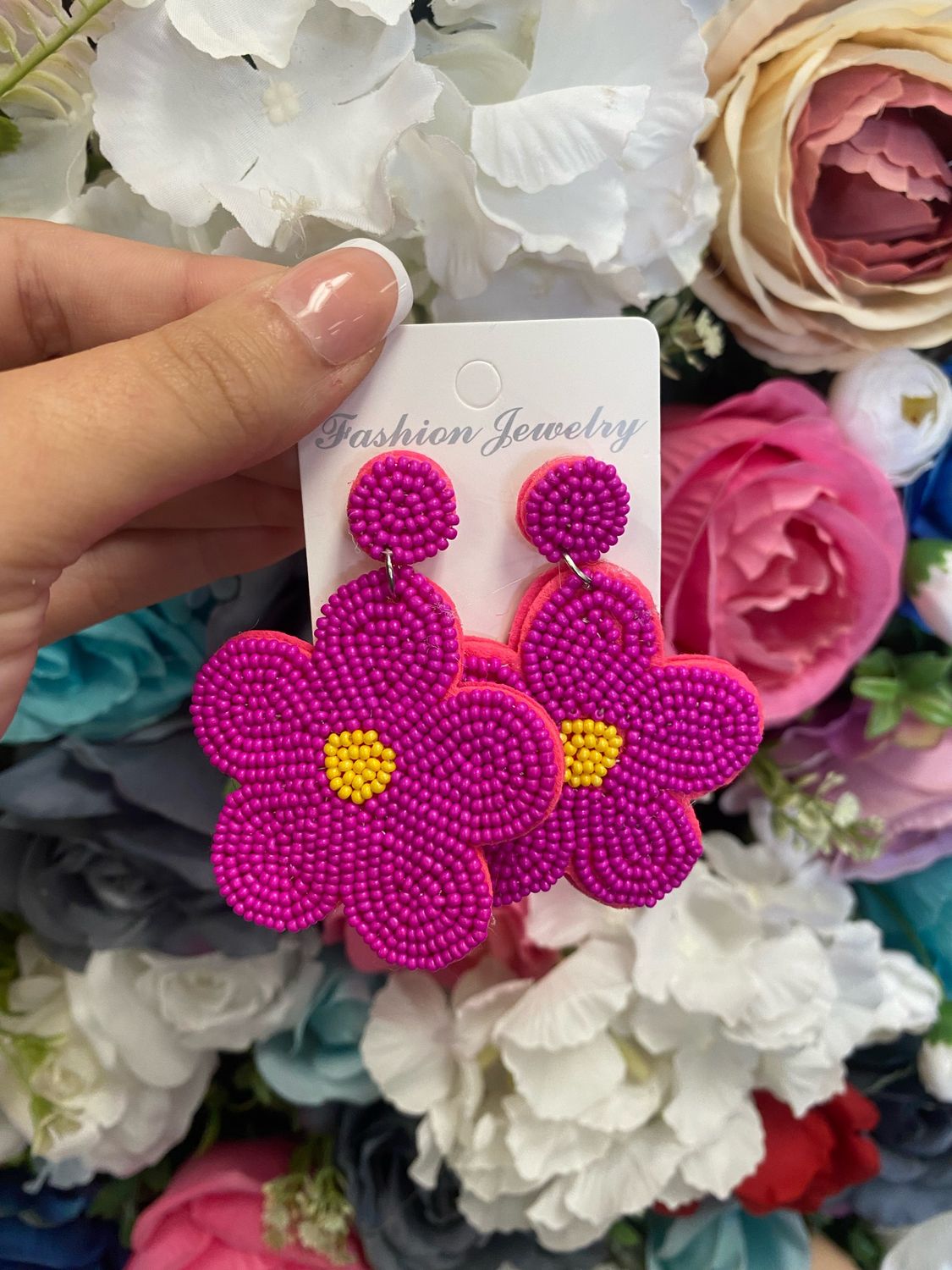 Beaded Flower Earrings