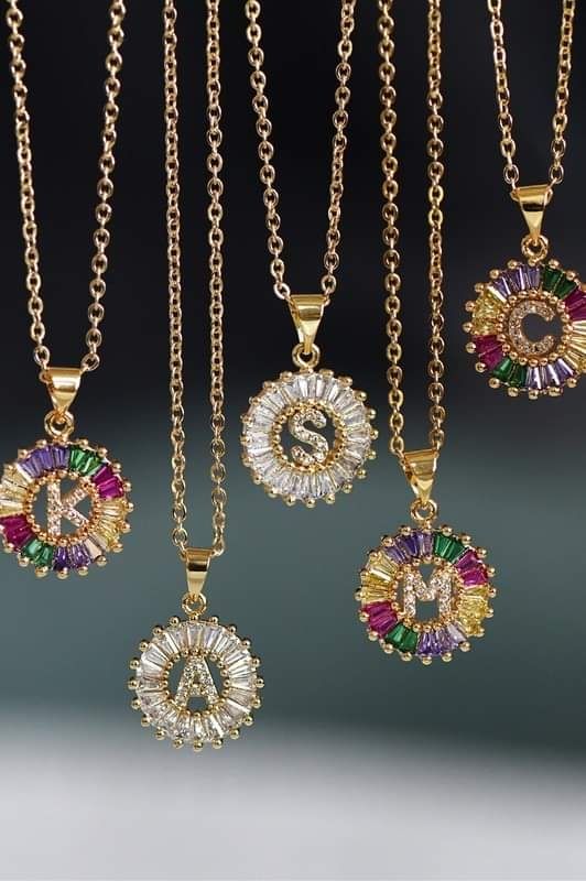 CZ Initial Pendant Necklace