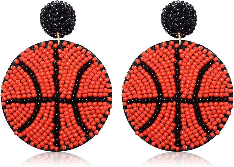Beaded Basketball Earrings