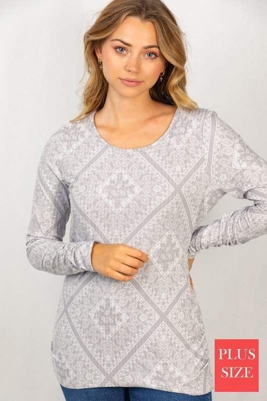 Silver Paisley Rushed Top 