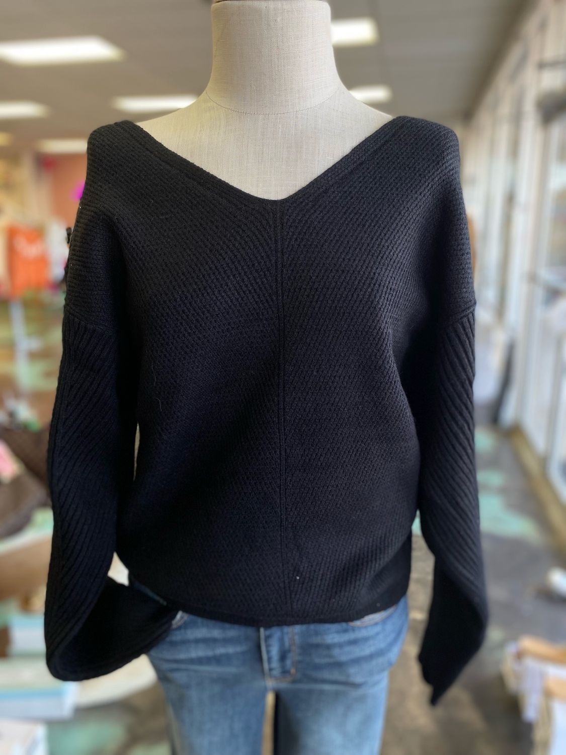 Black V-Neck Sweater