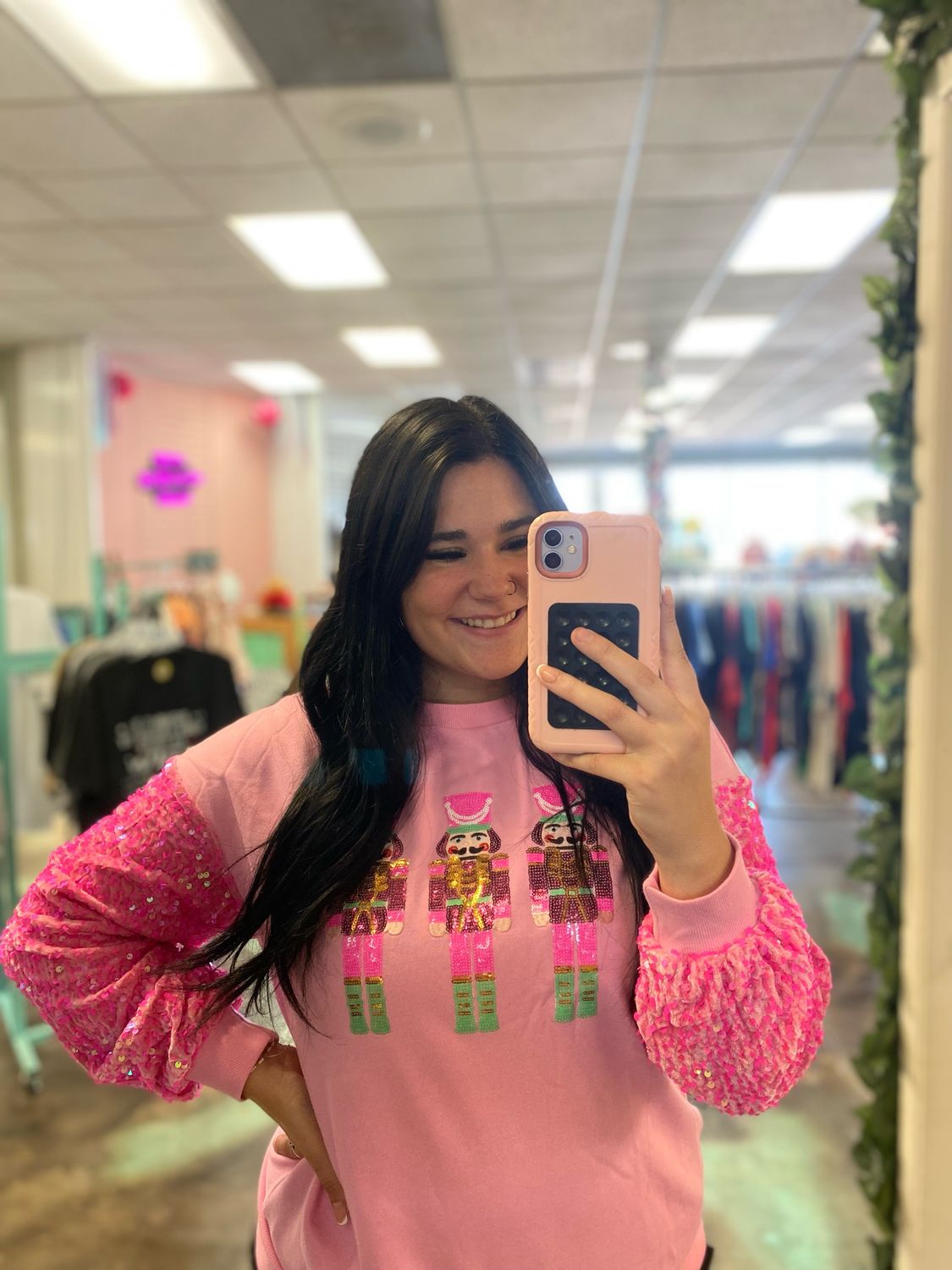 Nutcracker Sequin Sleeve Crewneck