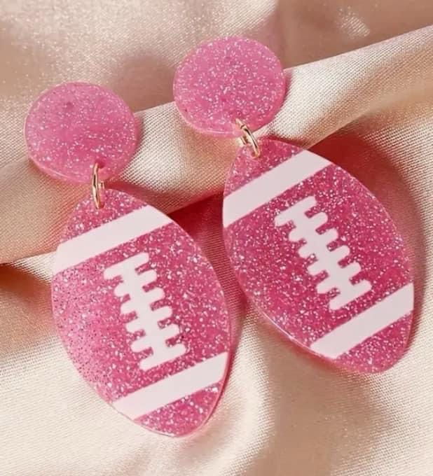 Pink Football Earrings