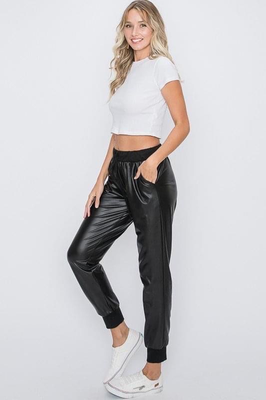 Faux Leather Casual Pants