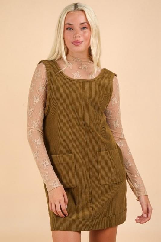 Olive Corduroy Dress