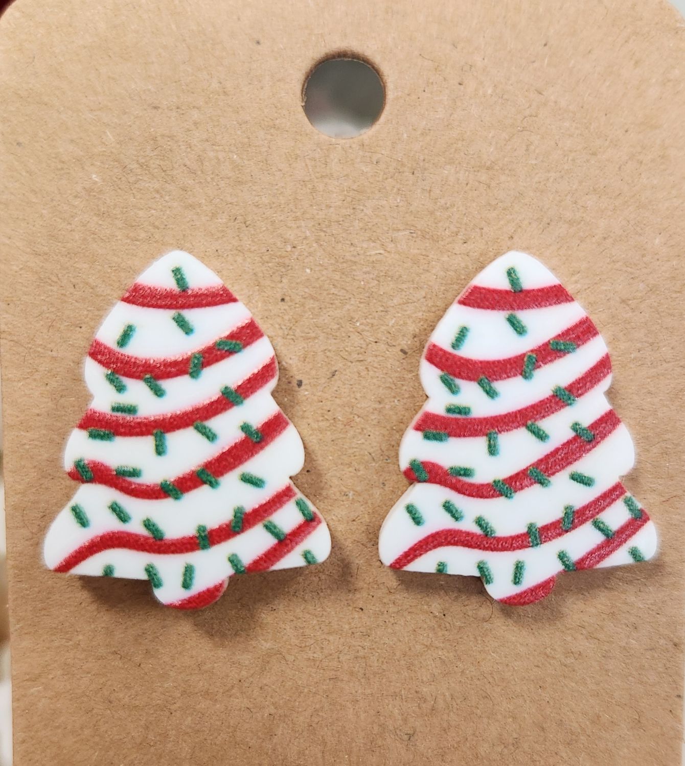 Christmas Tree Cake Earrings Small