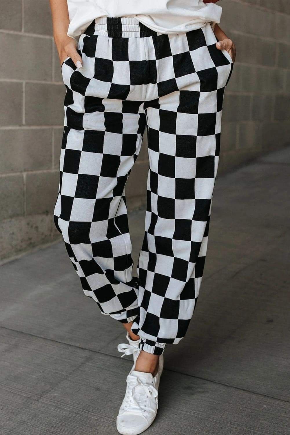 Black and White Checkered Joggers