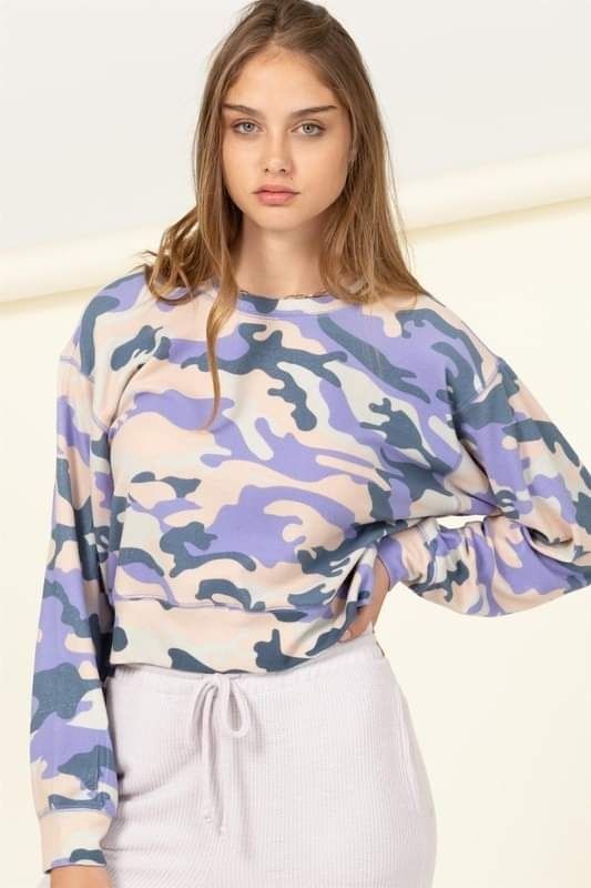 Purple Camo Cropped Top