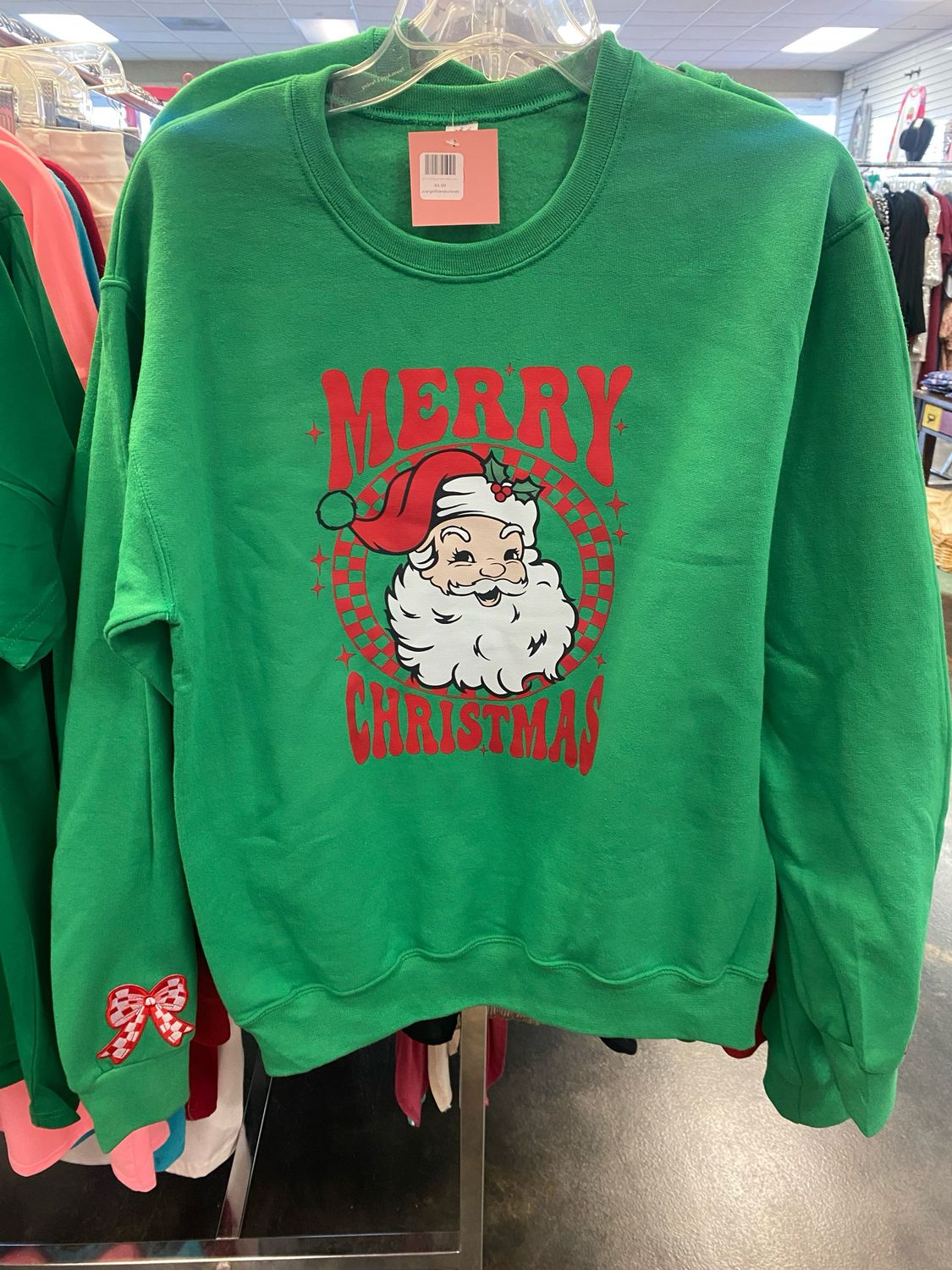 Merry Christmas bow sleeve sweatshirt