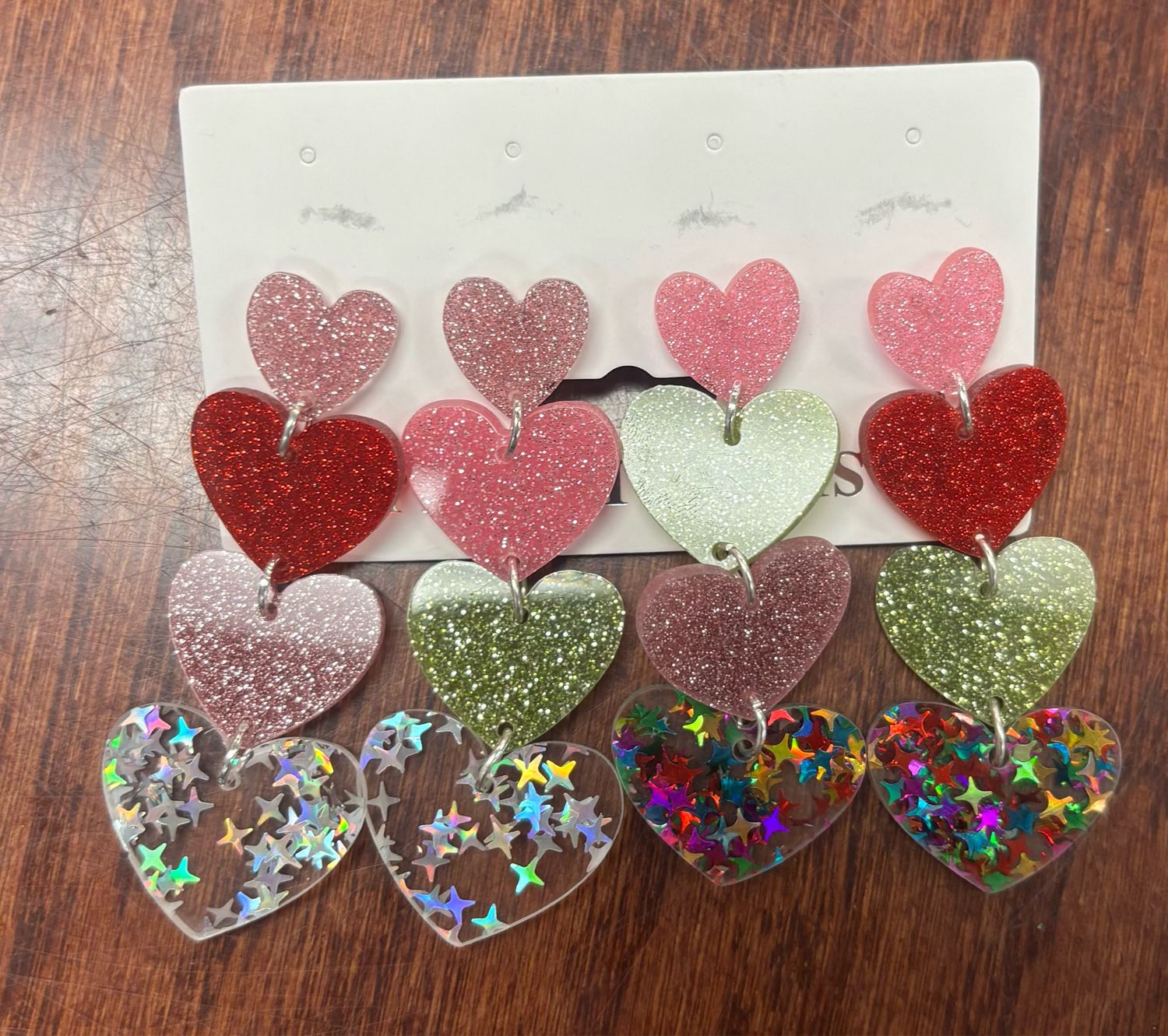 Pack of Multi Color Heart Earrings