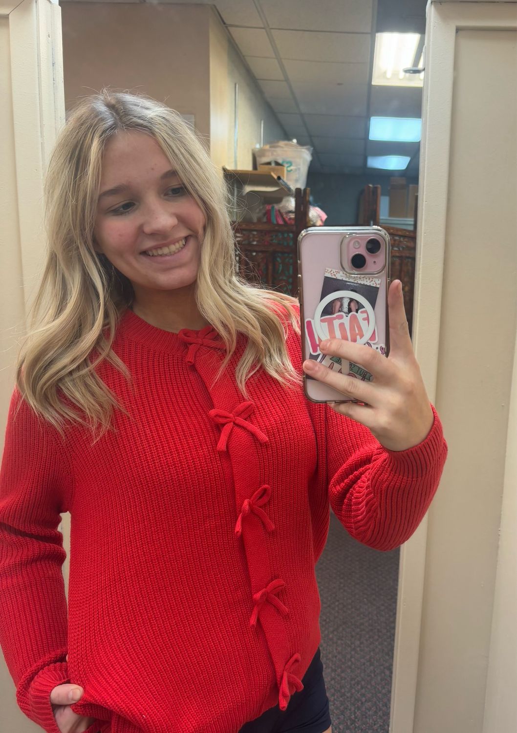 Red Bow Cardigan