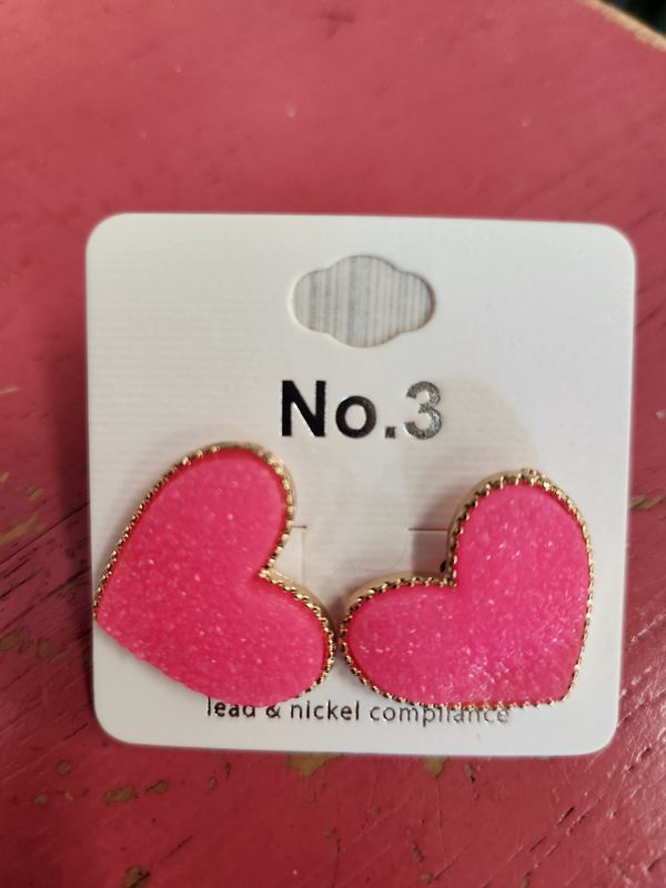 Large Heart Faux Druzy Earring
