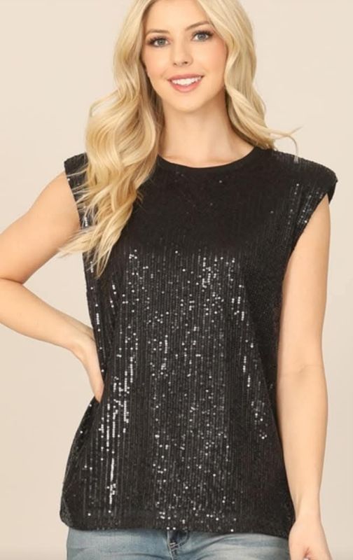 Sleeveless Sequin Shirt