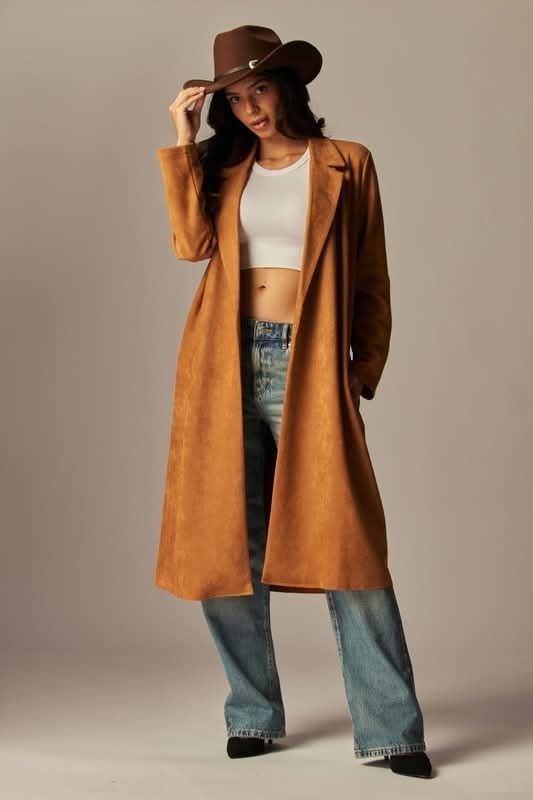 Vegan Suede Trench Coat 