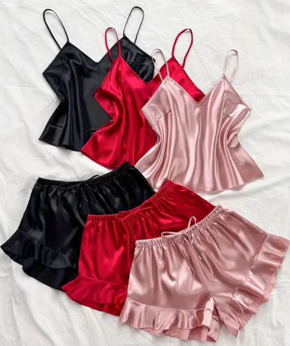 V-neck Satin Pjs