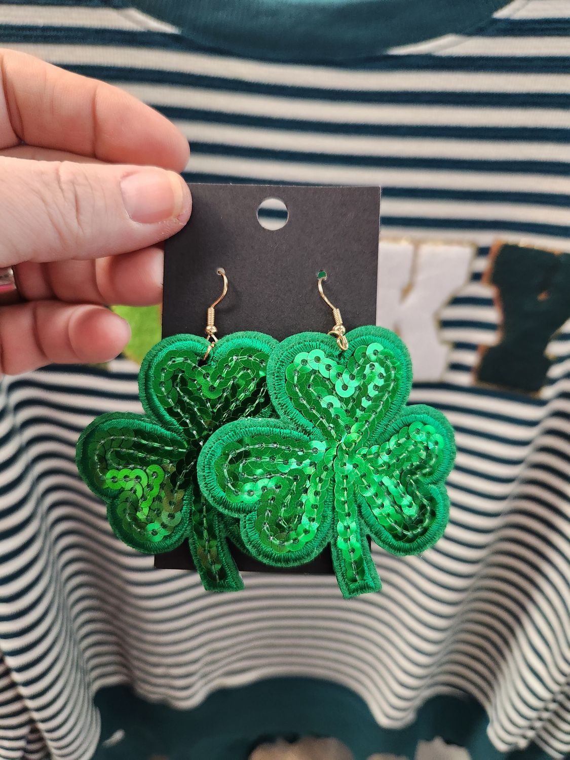 Large Sequin Shamrock Earrings