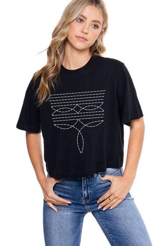 Western Stitch Cropped Tee 