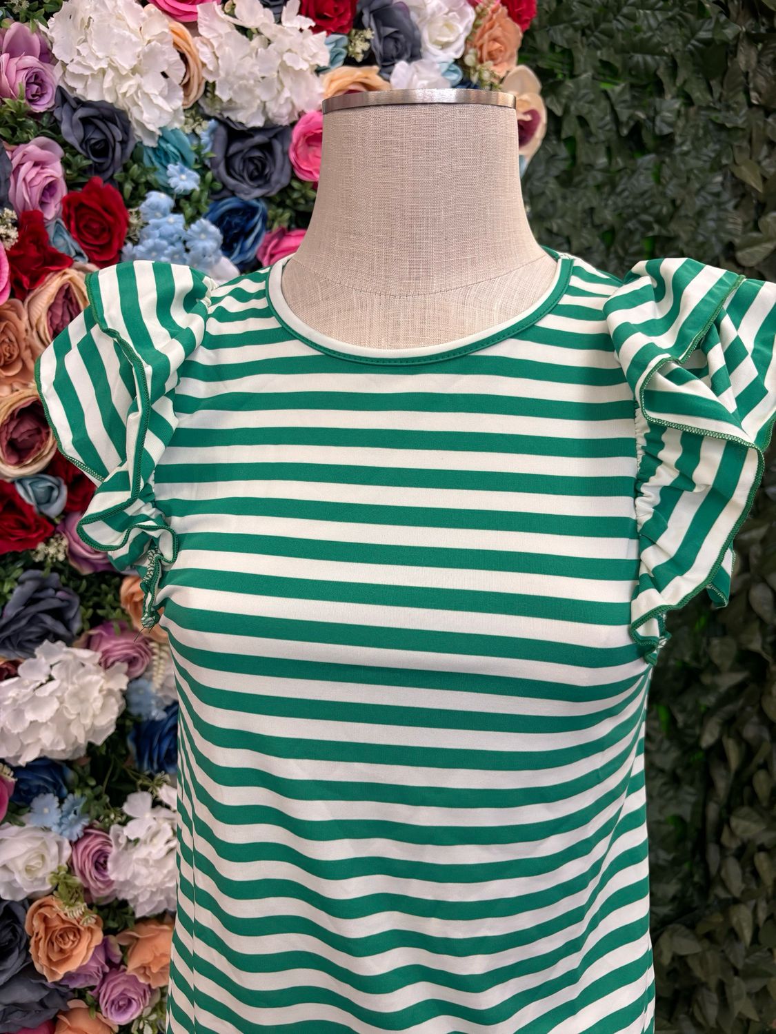 Green &amp; White Stripe Shirt