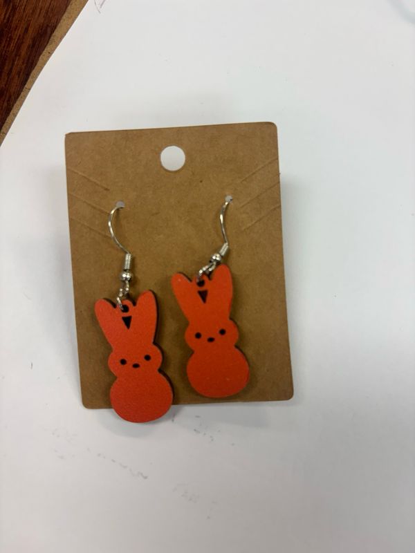 Wooden Bunny Earrings