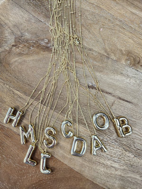 Large Bubble Initial Necklace