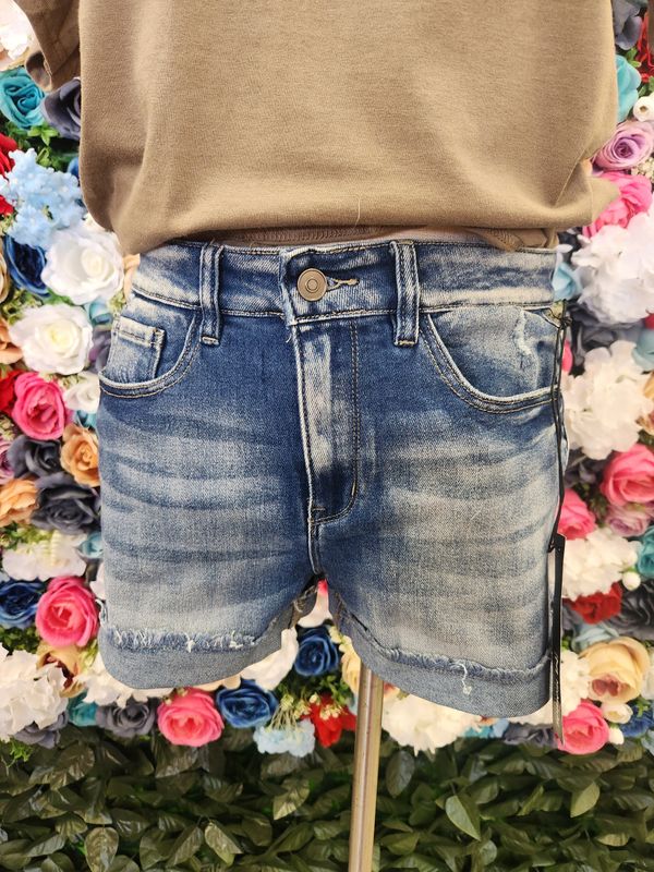 High Waisted Cuffed Denim Shorts