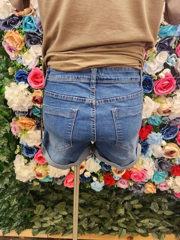 Distressed Cuffed Demin Shorts