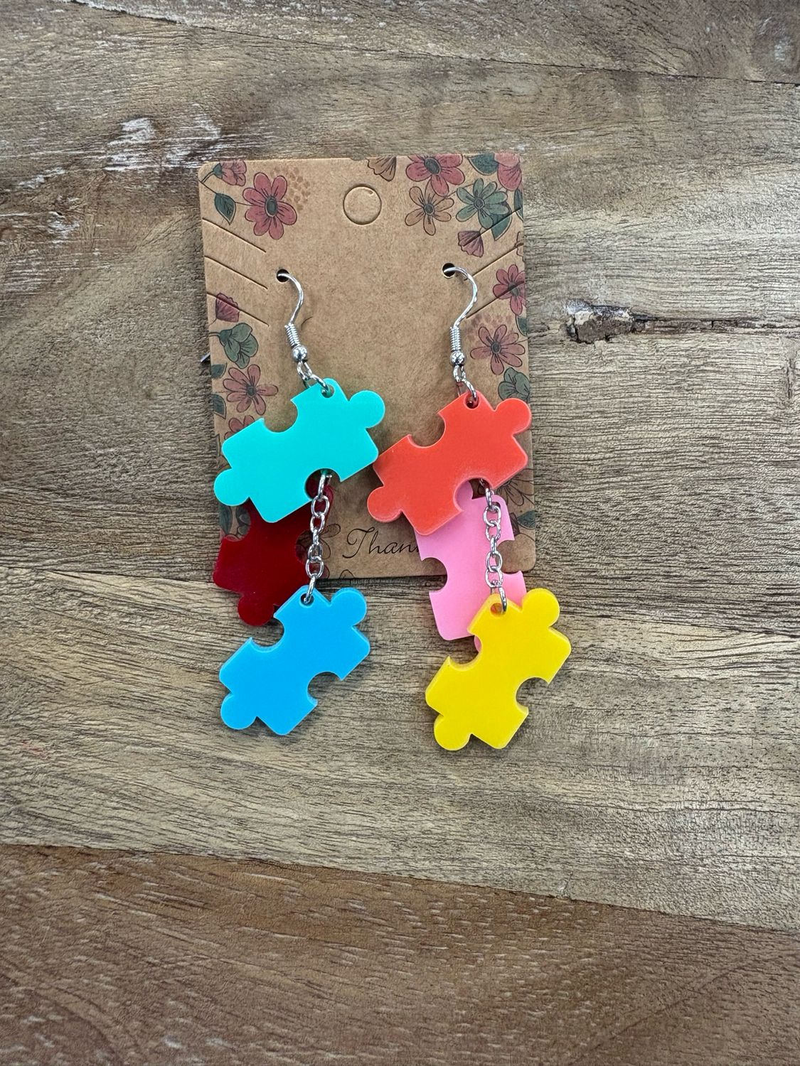 Puzzle dangle earrings