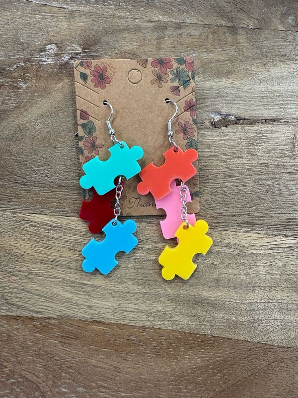 Puzzle dangle earrings