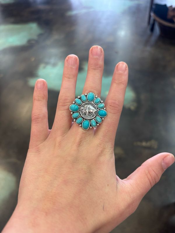 Teal/ Silver Amarillo Ring