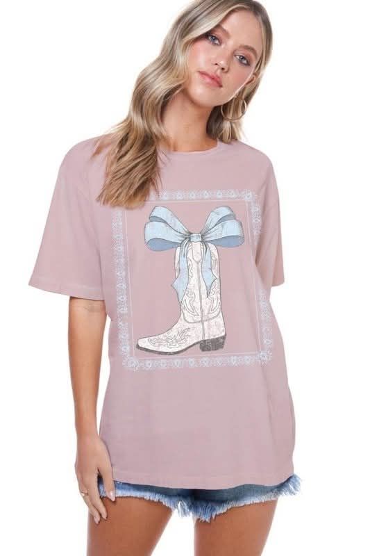 Blue Bow Boot Tee