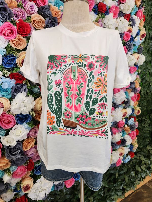 Floral Cowgirl Boot Tee