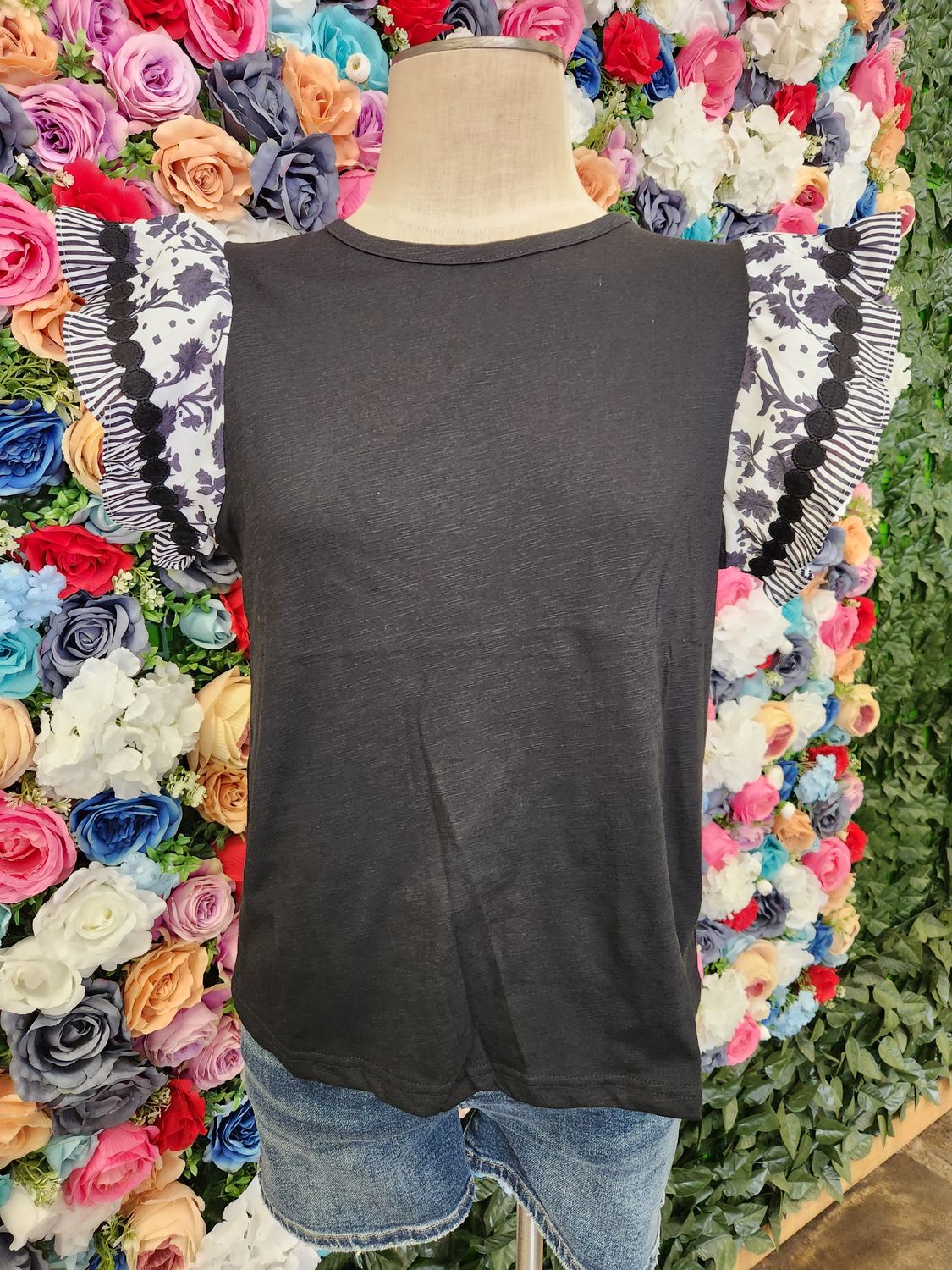 Black Ruffle Top 