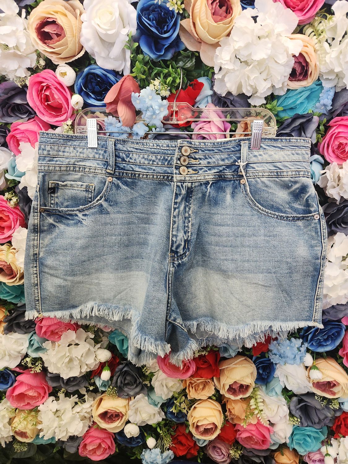 Plus High Rise Denim Shorts