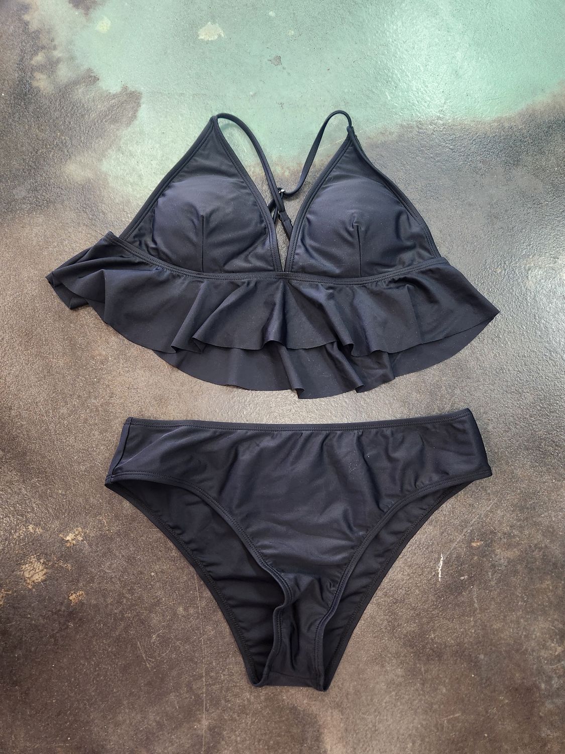 Black 2 Piece Ruffle Top 